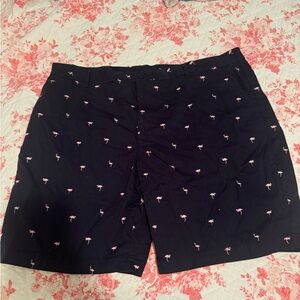 Izod Black Shorts with Pink Flamingo Print
